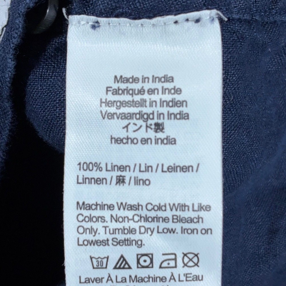 J.Crew Baird McNutt Irish Linen Shirt Womens Small Slim Navy Blue Long Sleeve - Picture 10 of 12